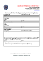 Commercial Kitchen Fire Suppresion System Permit Application